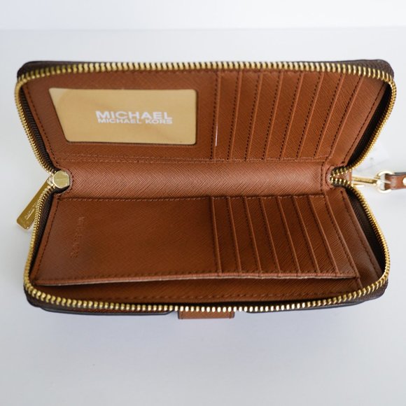 Michael Kors JST ZA Phone Holder Wristlet MK Brown - Picture 5 of 8